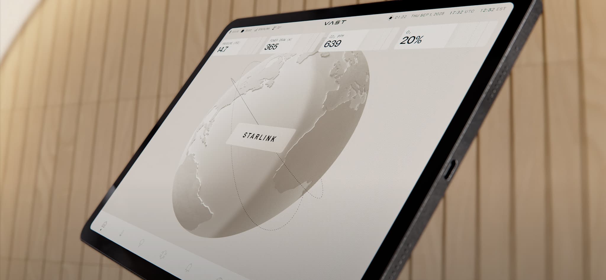 Haven-1 crew display interface by Vast