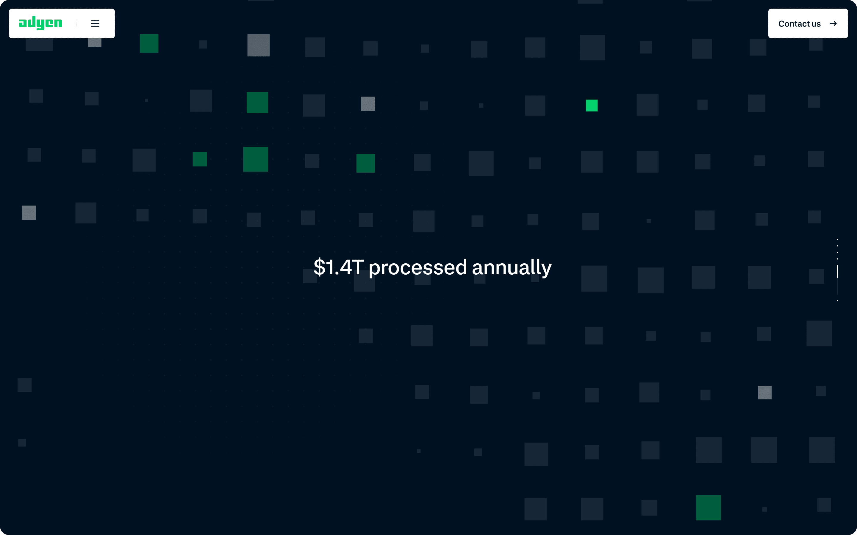 Adyen switchable module showing an alternate global payments state