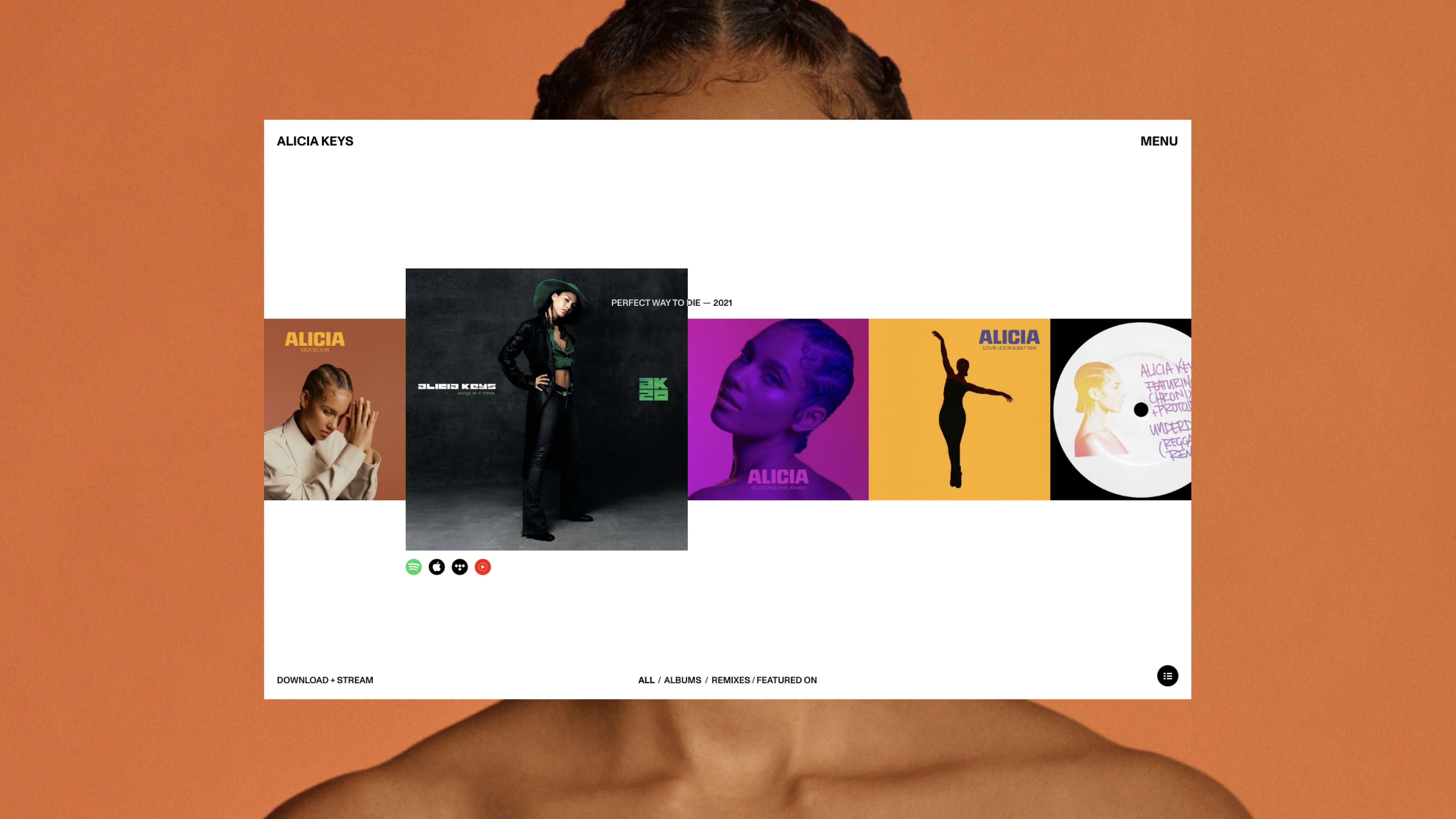 Image photography of Alicia Keys on a red background