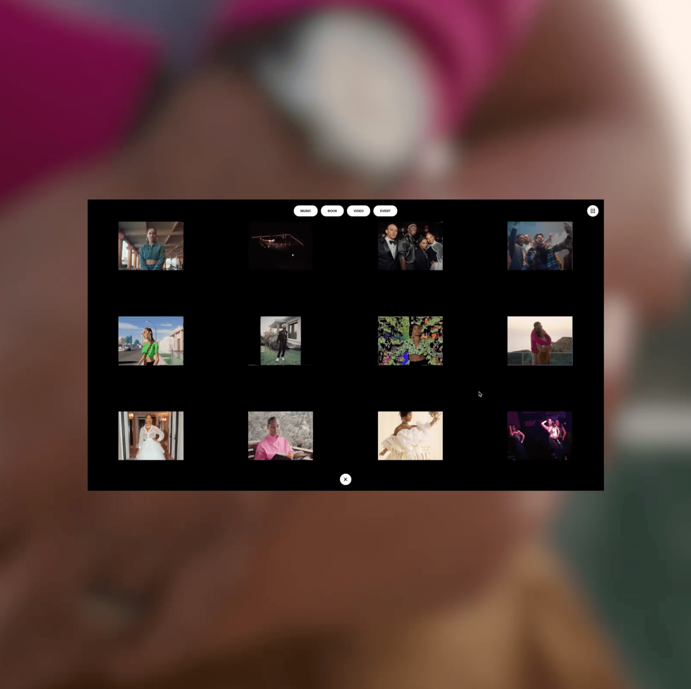 Image of the website albums page of Alicia Keys