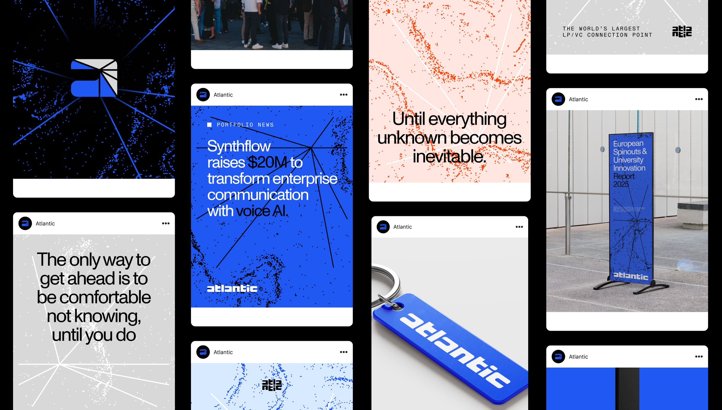 Atlantic brand application with a bold serif headline