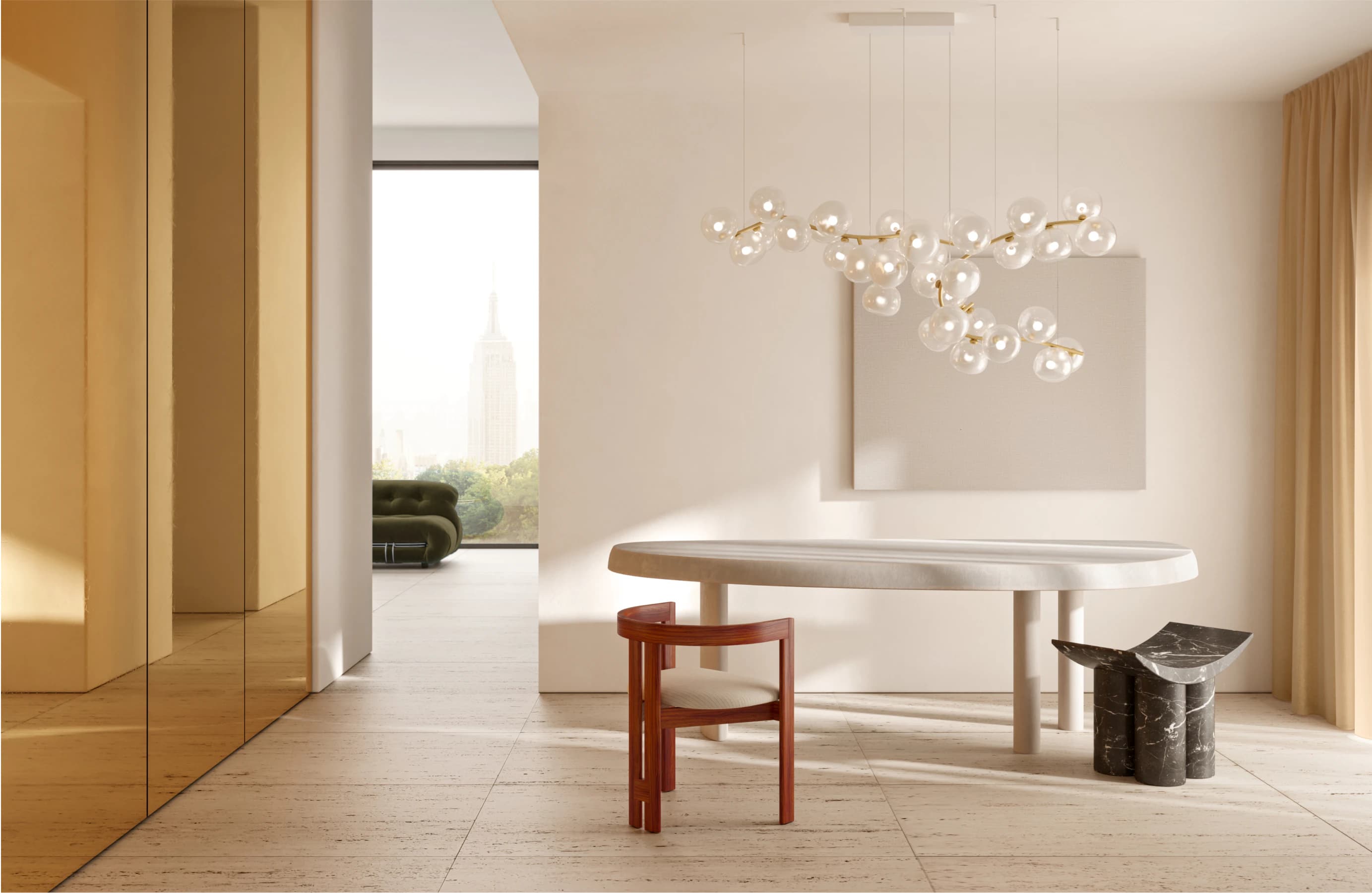 Image of the Giopato & Coombes Maehwa Chandelier in a luxury interior view in New York City