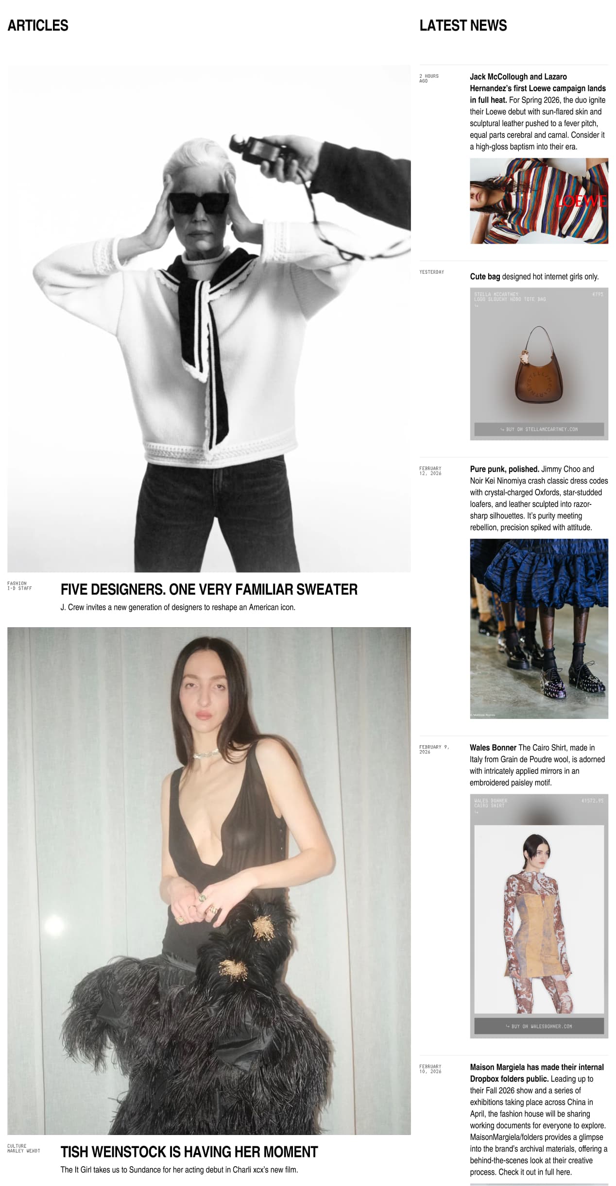 Mobile i-D editorial article mockup