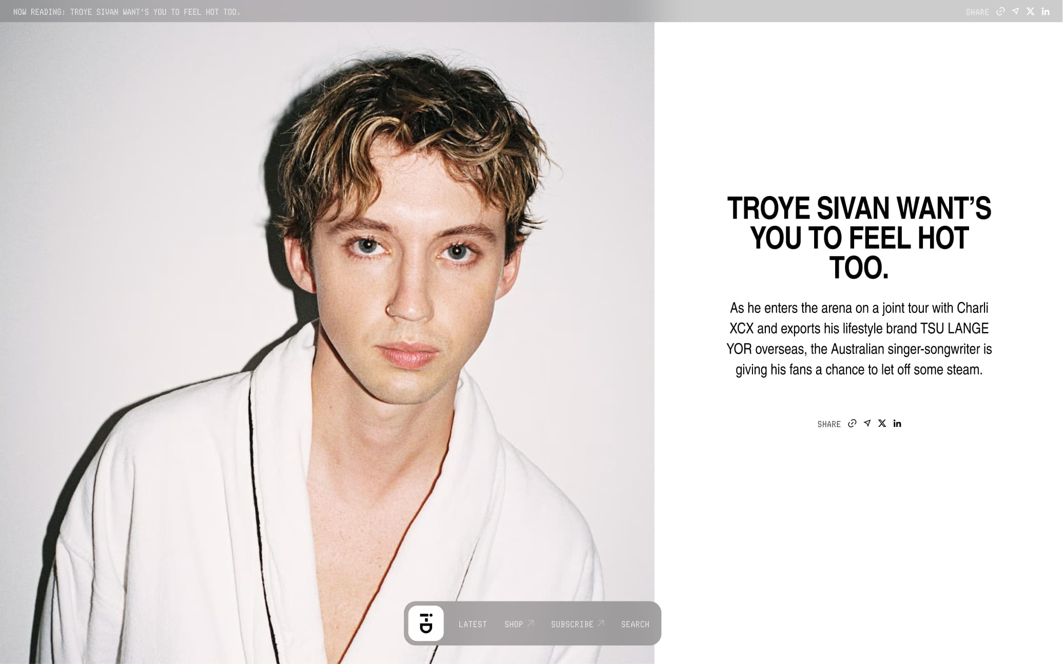 i-D article page featuring editorial image and story layout
