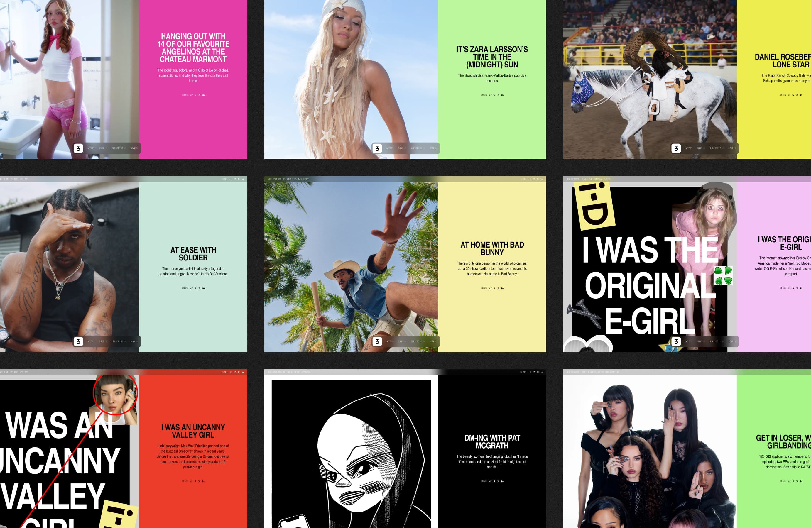Editorial layout explorations for i-D magazine articles