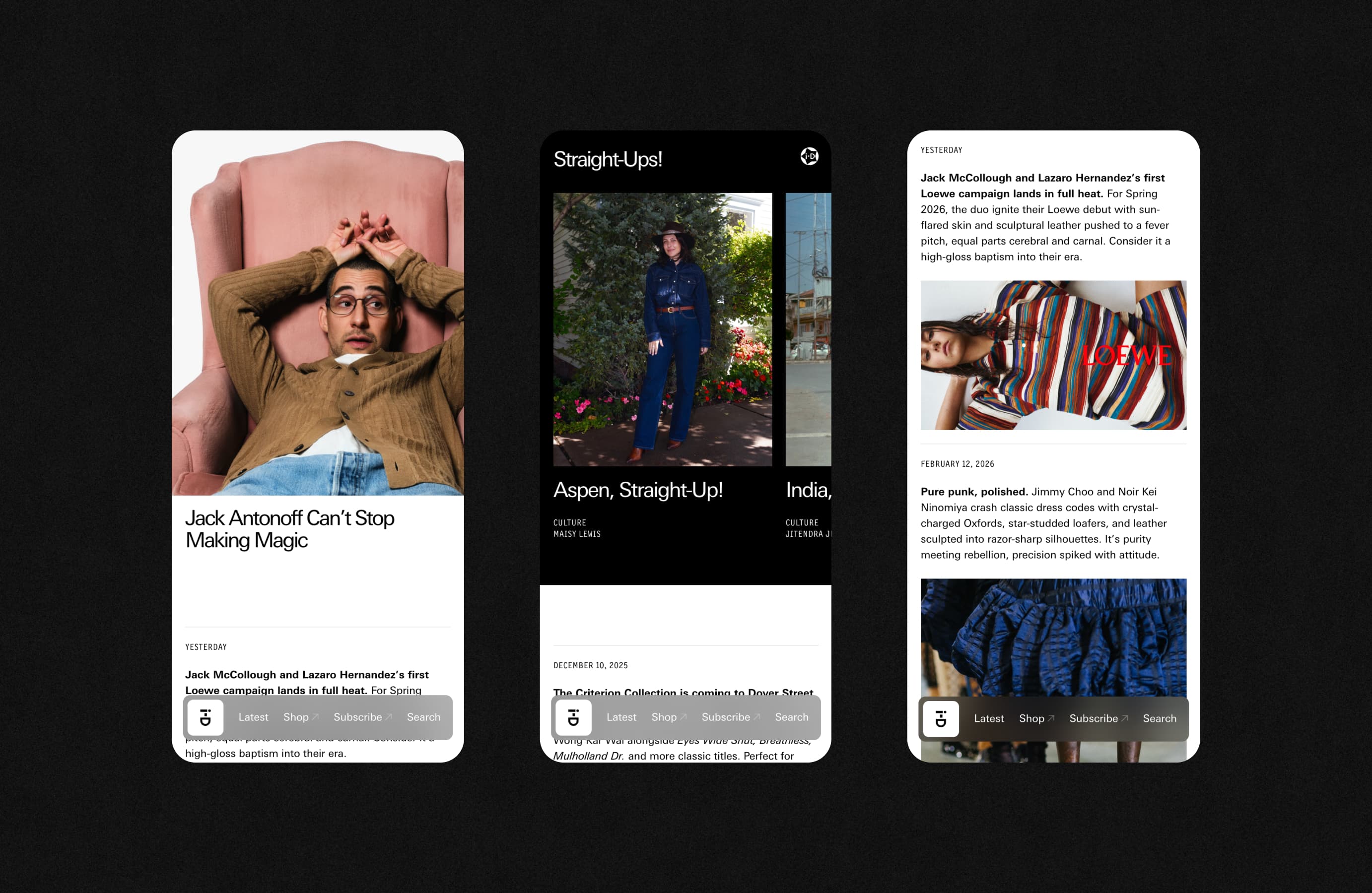 Editorial image grid from the i-D website redesign