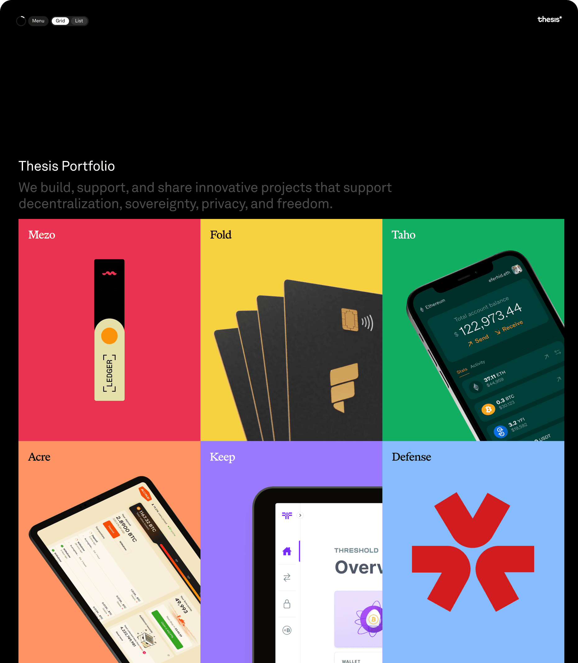 Thesis product grid page design