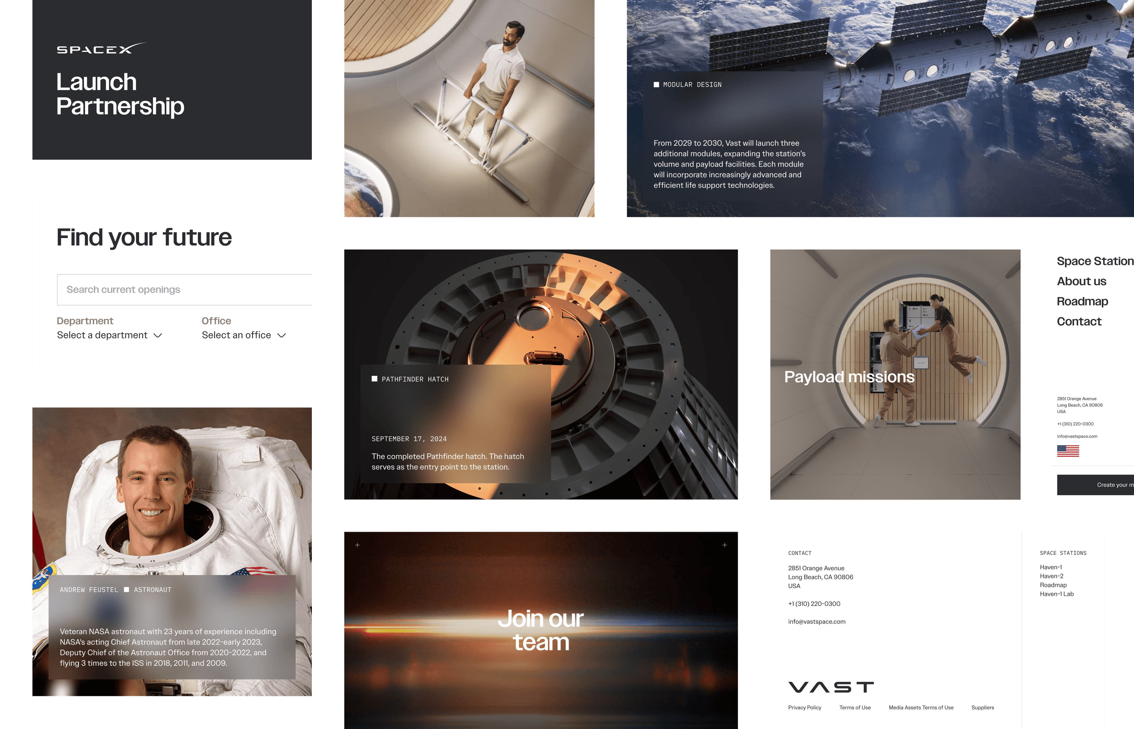 Vast interface with technical data visualizations