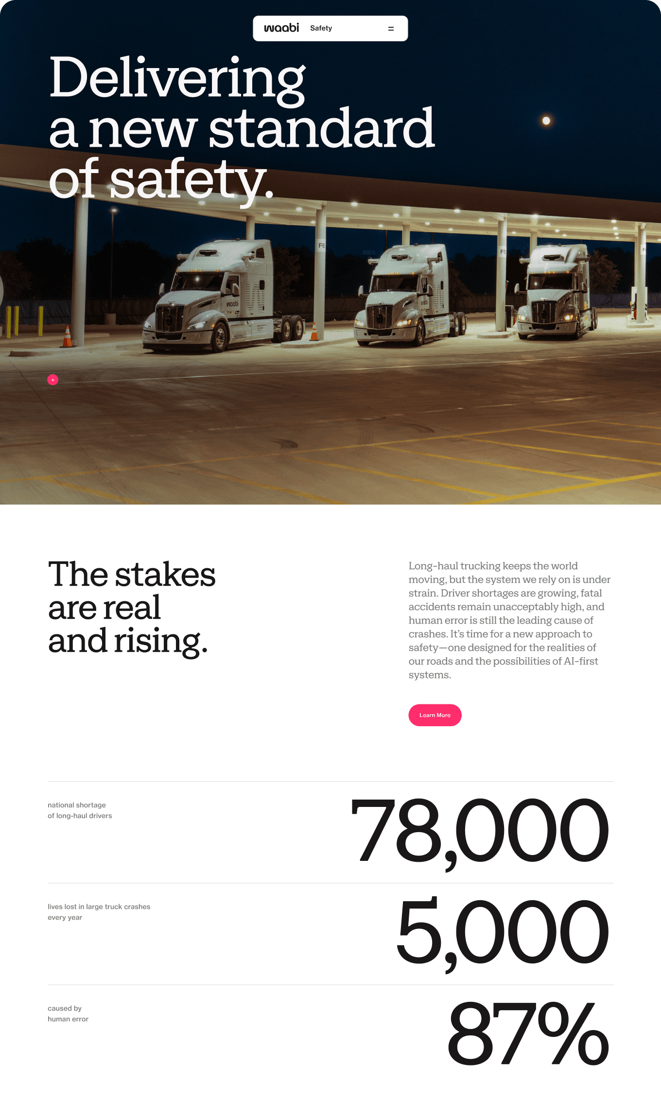 Waabi safety page design